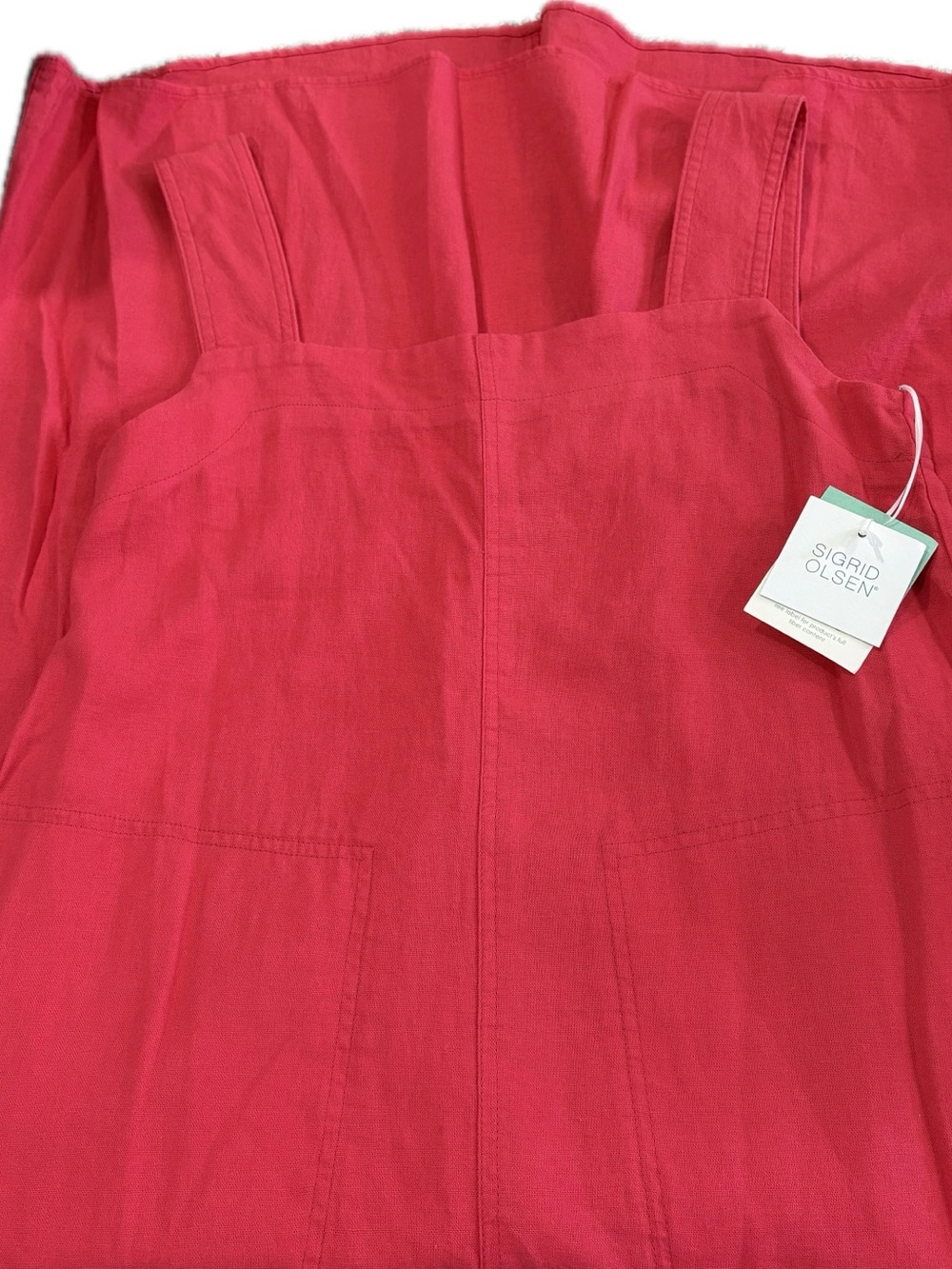 Sigrid Olsen Linen Blend Sleeveless Maxi Dress | Small | Coral Red | Pockets - Picture 2 of 9
